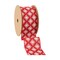 LaRibbons 2 1/2" Wired Ribbon, White Square Flower on Red, 10 Yard Roll